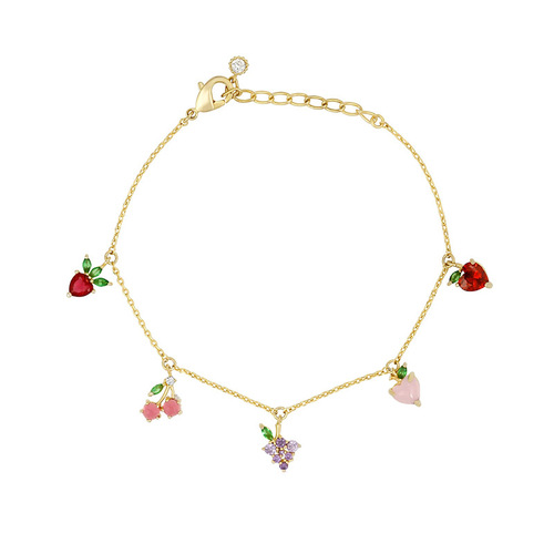 European and American cross-border jewelry INS hot color gemstones cherry peach tropical fruit anklets and anklets for women wholesale