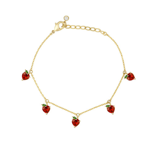 European and American cross-border jewelry INS hot color gemstones cherry peach tropical fruit anklets and anklets for women wholesale