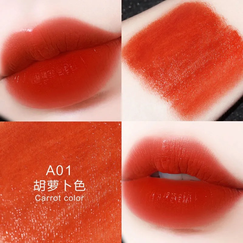 HLLR Fog Face Moisturizing Black Body Gold Tube Lipstick Moisturizing Female Student Vintage Milk Tea Color Lipstick Cosmetics Wholesale