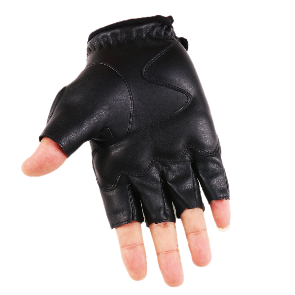Medio dedo guantes de cuero hombres y mujeres al aire libre fitness montar motocicleta al aire libre absorción de choque deportes rendimiento motocicleta guantes de cuero