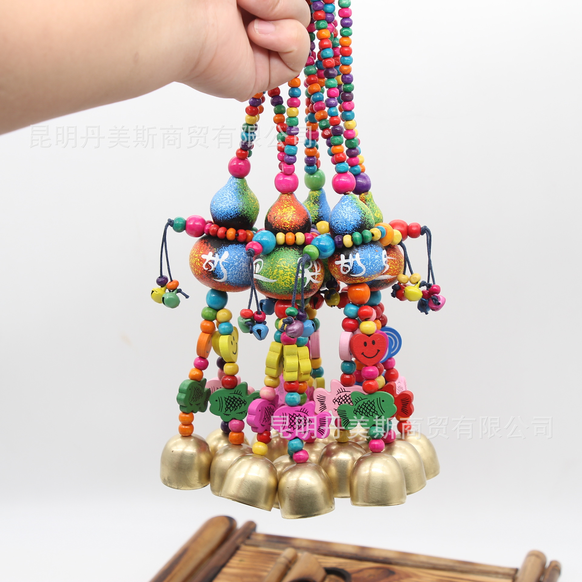 丹美斯新款葫芦福禄单色彩绘民族工艺品挂件风铃民族风格铃铛车挂