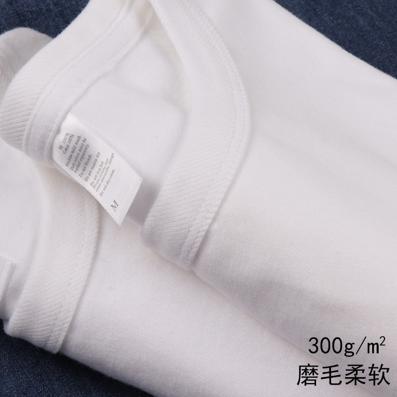 300g Japanese heavyweight khaki carbon sanding cotton T-shirt American retro solid color opaque top white half sleeve men