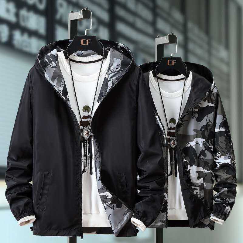 1813 Spring and Autumn new double-sided men's windbreaker plus size coat male student camouflage double-sided jacket top 1813 Spring and Autumn new double-sided men's windbreaker plus size coat male student camouflage double-sided jacket top
