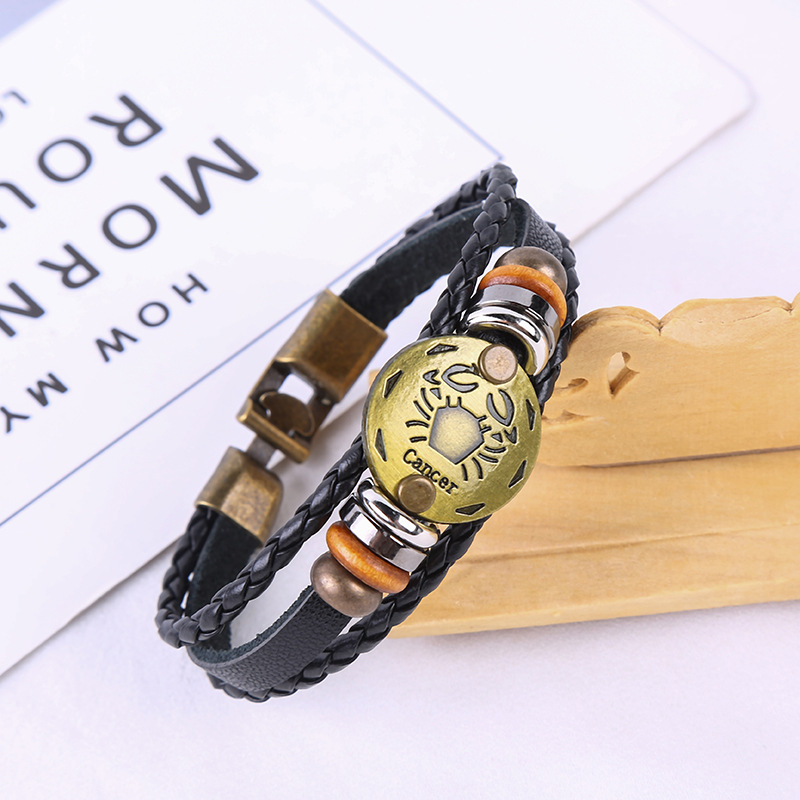 Estilo japonés vintage ropa de trabajo al aire libre pulsera 12 constelación pulsera tejida popular de los hombres pulsera vintage accesorios de desgaste