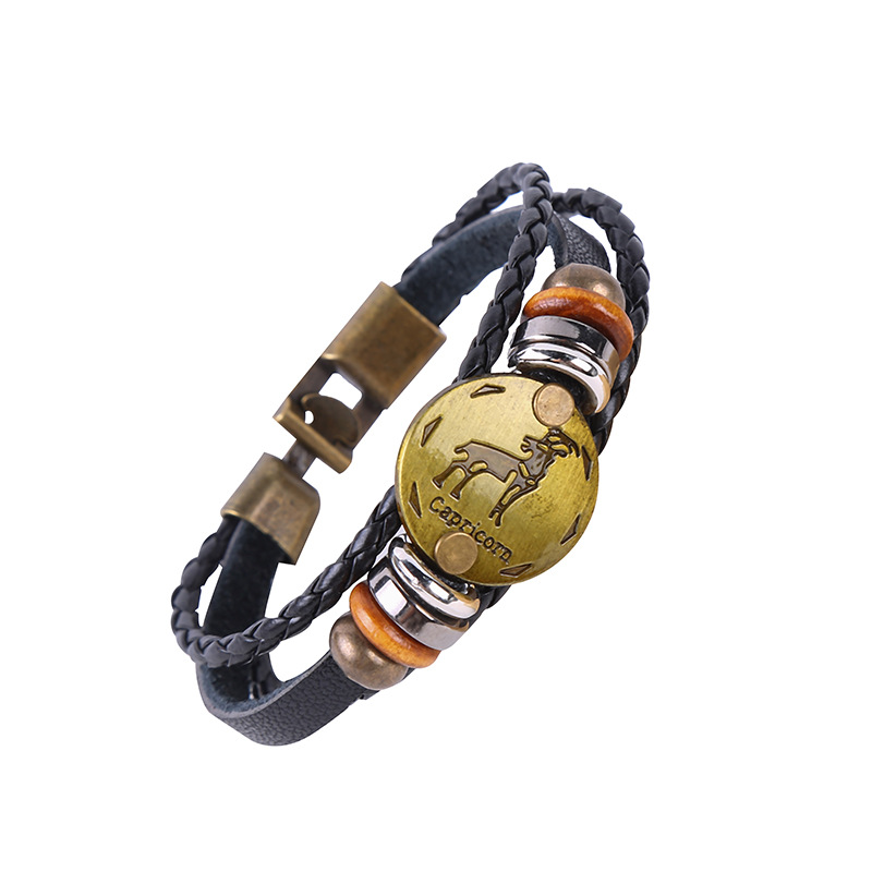 Estilo japonés vintage ropa de trabajo al aire libre pulsera 12 constelación pulsera tejida popular de los hombres pulsera vintage accesorios de desgaste