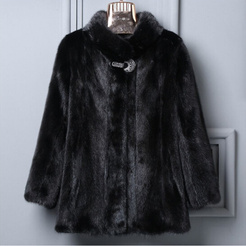 Women's Mink Outwear Whole Mink Fur Outwear Mink Fur Stand Collar Fur Short Korean Style Casual Slim Jacket