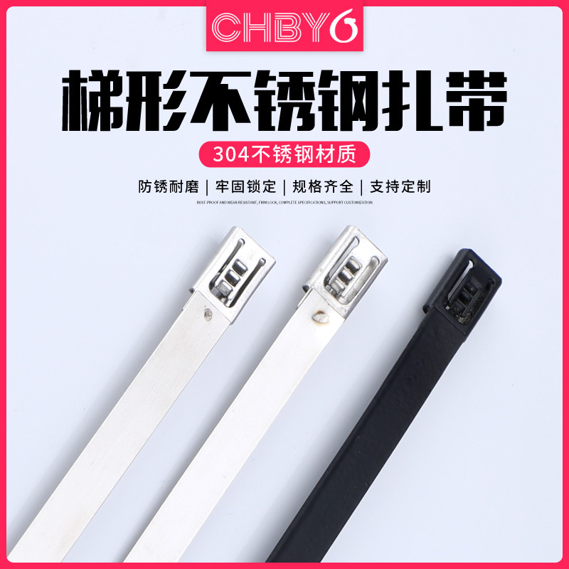 梯形自锁不锈钢扎带金属201材质标牌绑带电缆 不锈钢卡扣阶梯扎带