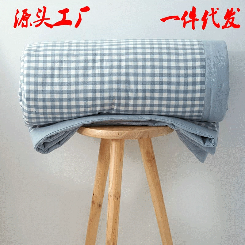 Выстиранное хлопковое летнее одеяло, окрашенное пряжей, без принта, плед тонкий одинарный двойной моющийся кондиционер, одеяло, детское летнее прохладное одеяло, поколение волос