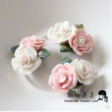 DIY饰品配件串珠封釉镀彩陶瓷花 蝴蝶结手机壳美容贴钻材料复古