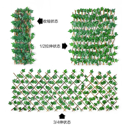 Simulated fence, retractable fence, artificial flowers and green leaves, outdoor courtyard fence, guardrail, decorative leaves, blocking plants