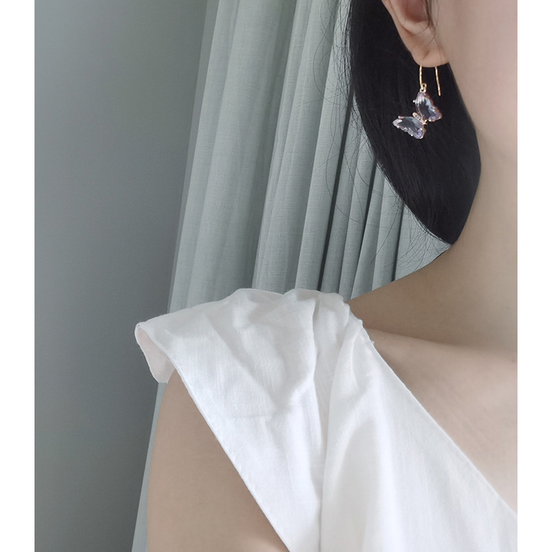 Ear clips with amethyst, elegant earrings, silver 925 sample