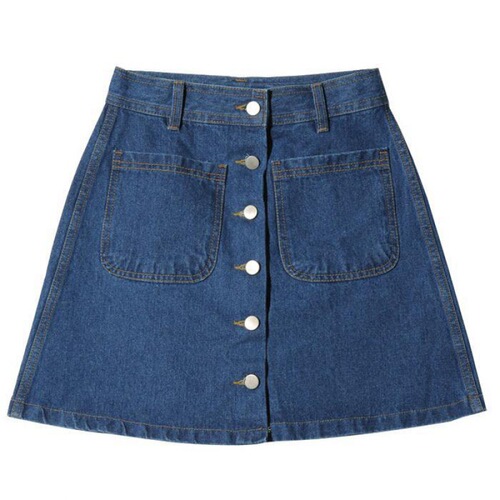 Women's Korean-style student button-down high-waisted denim short skirt for 2025 spring A-line denim bodycon skirt