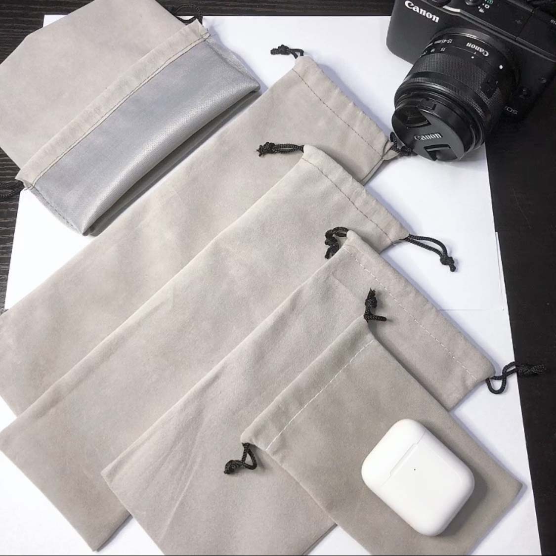 Bag flannel bag drawstring can be made LOGO bracelet gift headset flannel bag radiation detector storage bag