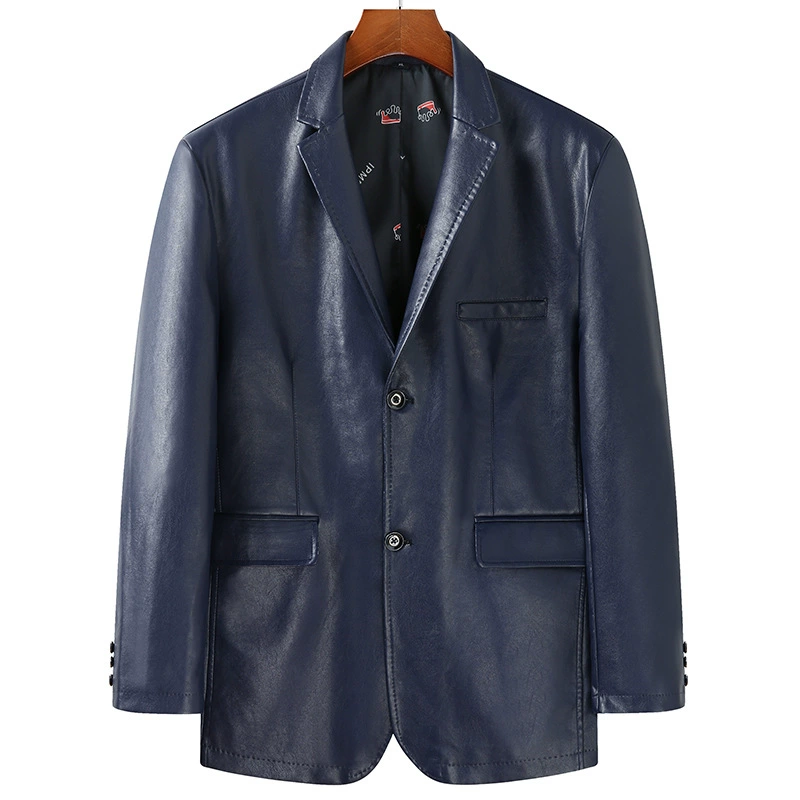 Кожаный костюм больших размеров, Мужская модная куртка из искусственной кожи, приталенный толстый костюм