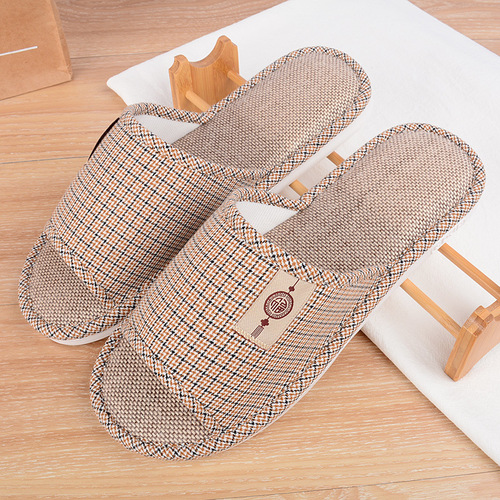 Men's Large Code Fabric Slippers for Spring and Autumn, Home Use, Couple's Indoor Floor Cotton Linen Slippers, Four Seasons Linen Slippers for Men