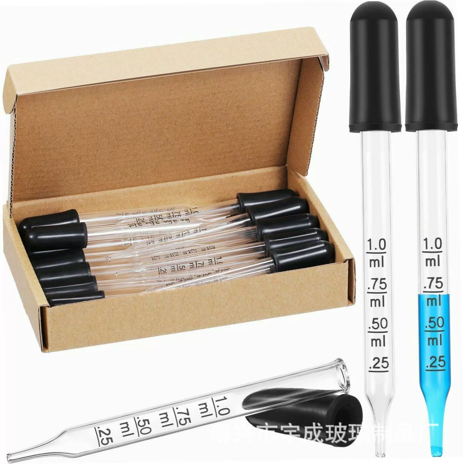 Yucheng стеклянная чешуя капельница резиновая головка 1 мл флакон-капельница для духов бутылка масла прямой локоть Завод Прямая оптовая продажа