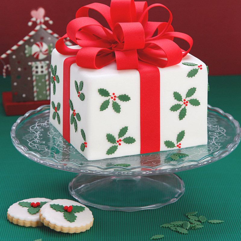 En stock HOJA DE Navidad Holly Leaf primavera molde fondant molde de dibujos animados pan al vapor para hornear DIY cocina de dibujos animados molde de pan al vapor