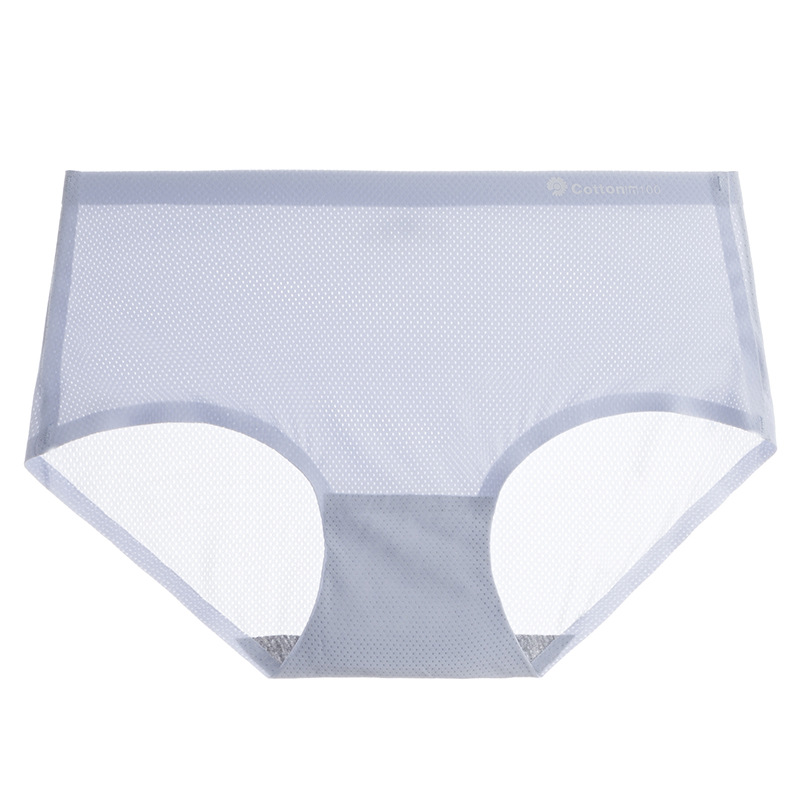 Ropa interior de las mujeres seda del hielo sin costura algodón entrepierna verano transpirable agujero delgada chica sexy Super transparente briefs