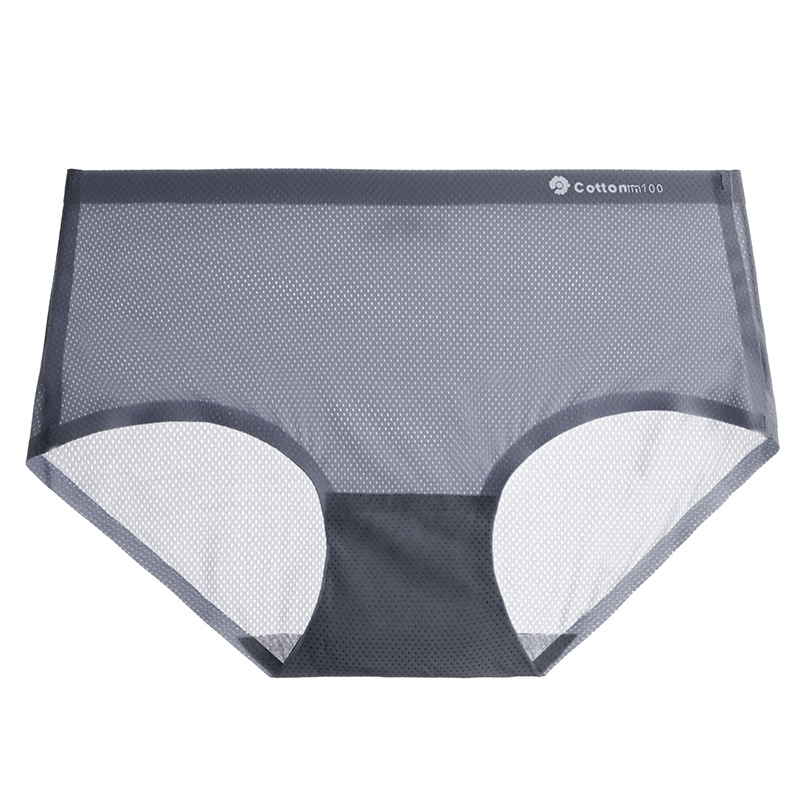 Ropa interior de las mujeres seda del hielo sin costura algodón entrepierna verano transpirable agujero delgada chica sexy Super transparente briefs
