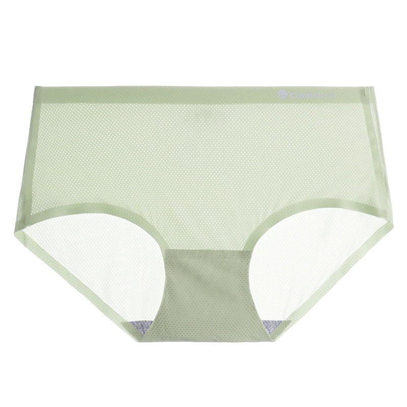 Ropa interior de las mujeres seda del hielo sin costura algodón entrepierna verano transpirable agujero delgada chica sexy Super transparente briefs