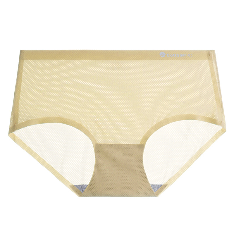 Ropa interior de las mujeres seda del hielo sin costura algodón entrepierna verano transpirable agujero delgada chica sexy Super transparente briefs