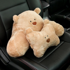 Car headrest car neck pillow female creative cartoon cute plush pillow car seat bear lumbar pillow