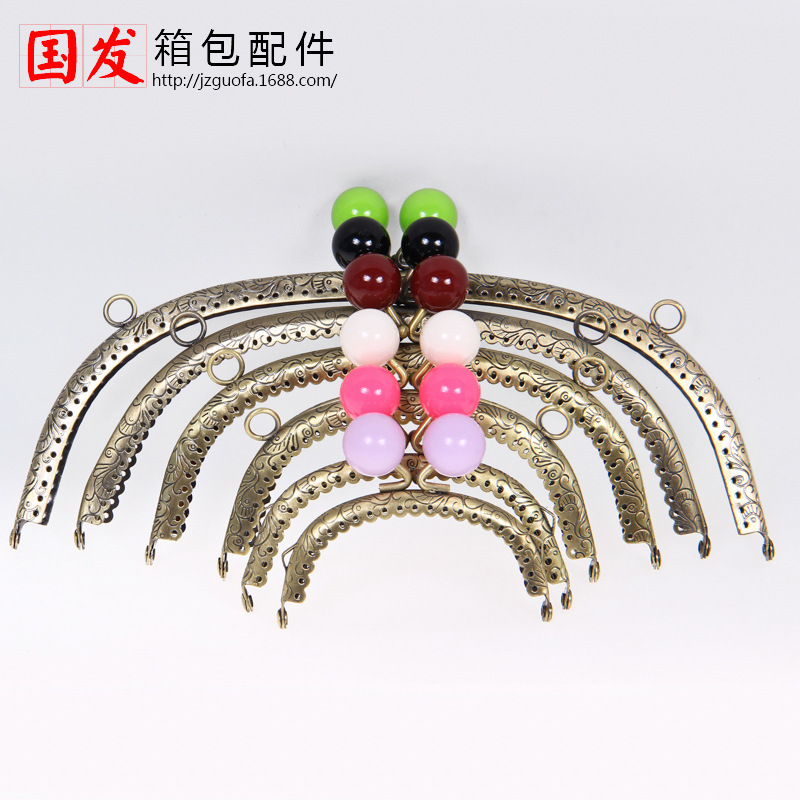 12,5 CM arco dragón fénix flor encaje cabeza de caramelo boca oro 20MM cabeza de cuentas bronce 24 colores 0396-GT