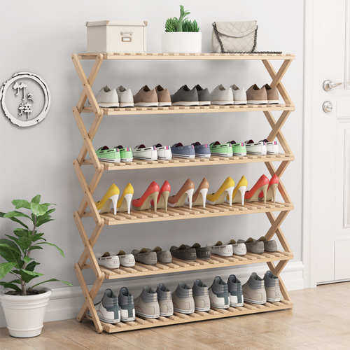 Shoe rack multi-layer simple household economical rack dormitory door storage rack free installation folding bamboo shoe cabinet