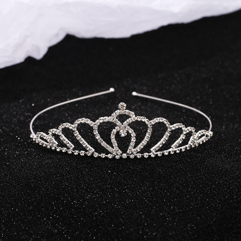Niños coronas de cabello niñas adornamientos de cabello de alta sensibilidad bebés corona de cumpleaños niñas diamante princesa pinzas de cabello