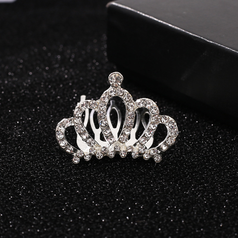 Niños coronas de cabello niñas adornamientos de cabello de alta sensibilidad bebés corona de cumpleaños niñas diamante princesa pinzas de cabello