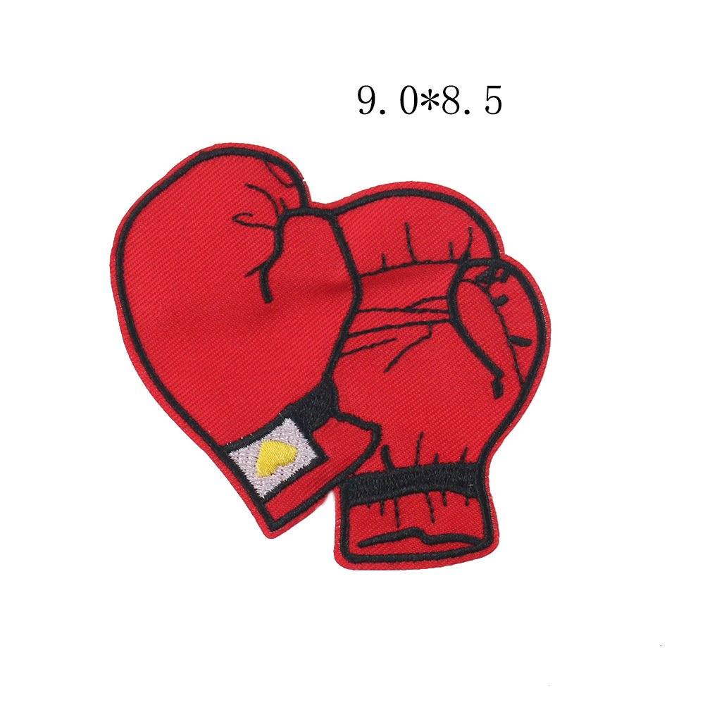 Fábrica directa carta amor paz píldora guantes de boxeo bordado tela pegatinas en stock adhesivo DIY parche ropa Accesorios