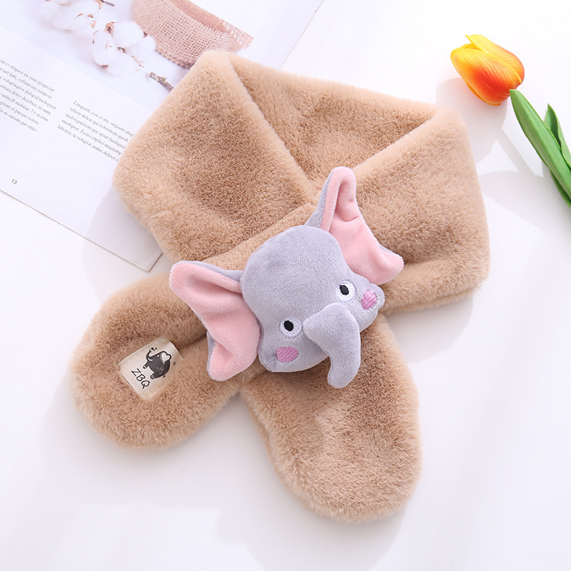 Flying Elefante lindo bufanda de los niños de la historieta del otoño y el invierno de La felpa caliente Cruz Niños Niñas bebé bufanda al por mayor