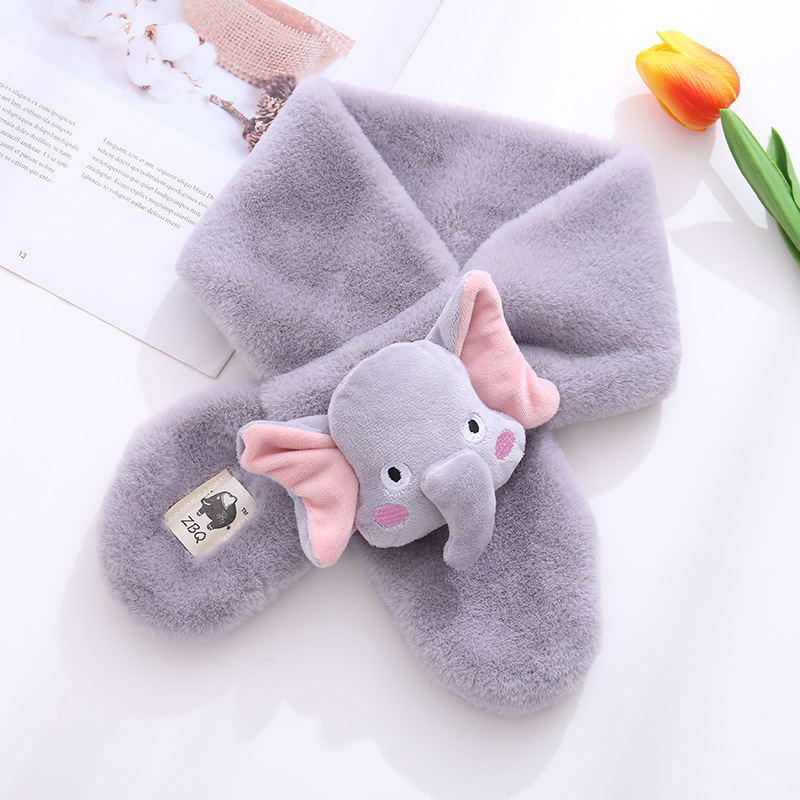 Flying Elefante lindo bufanda de los niños de la historieta del otoño y el invierno de La felpa caliente Cruz Niños Niñas bebé bufanda al por mayor