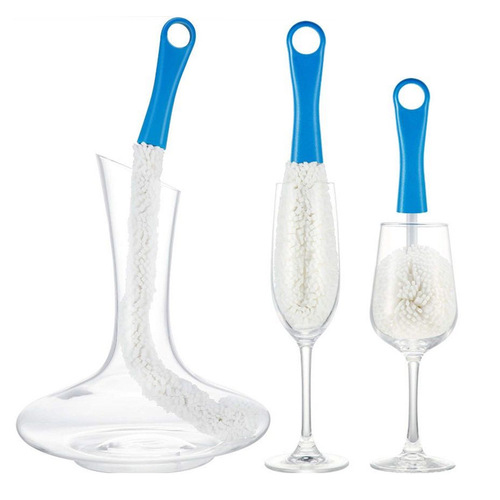 Long handle decanter brush, glass cup brush, wine bottle cleaning brush, EVA bendable wine glass cleaning brush