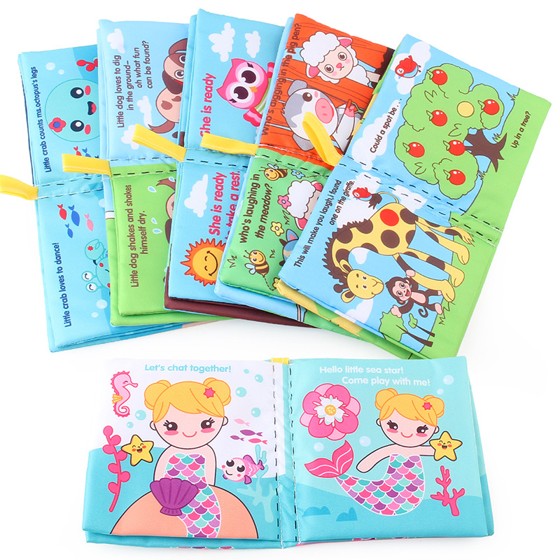 Rompecabezas de la iluminación de los niños con papel de timbre libro de tela de educación temprana lavable sin desvanecimiento sin desgarro libro de tela de Palma de bebé tridimensional
