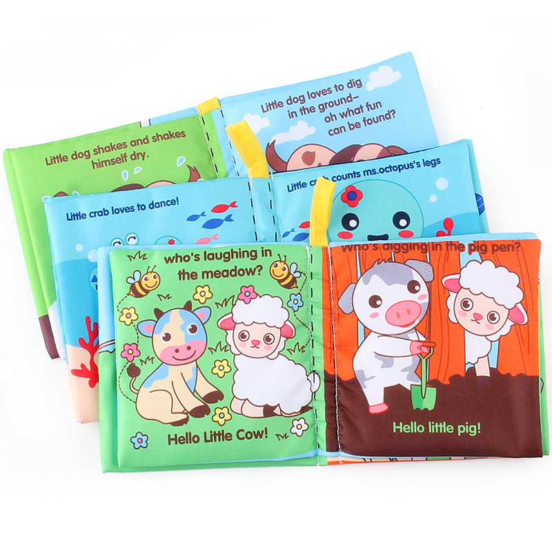 Rompecabezas de la iluminación de los niños con papel de timbre libro de tela de educación temprana lavable sin desvanecimiento sin desgarro libro de tela de Palma de bebé tridimensional