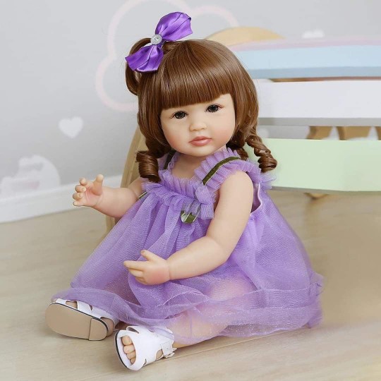 NPK simulación bebé cuerpo completo muñeca de silicona, pelo largo niña, lindo bebé, regalo cumpleaños los niños