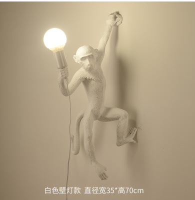 Lámpara de Mono Transfronteriza, Lámpara de Cuerda de Cáñamo, Lámpara para Tienda de Ropa, Lámpara de Resina de Animales de Estilo Industrial Retro con Cuerda de Cáñamo, Lámpara Colgante Nórdica, Lámpara de Mesa