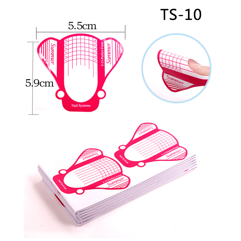 Portapapeles transfronterizos de uñas Extensión de fototerapia francesa Herramienta de uñas Mariposa de herradura Soporte de papel rectangular 100 piezas