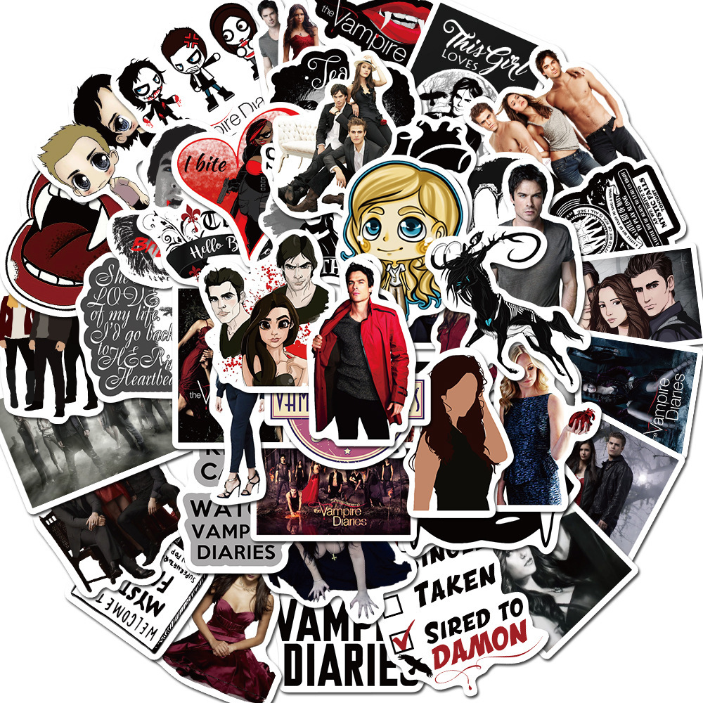 American drama Vampire Diaries Graffiti Sticker Motorcycle Helmet Luggage Self-adhesive Waterproof Sticker Decoration Foreign Trade