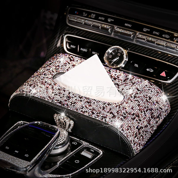 Diamond Inlay Tissue Box-Crown Purple Diamond