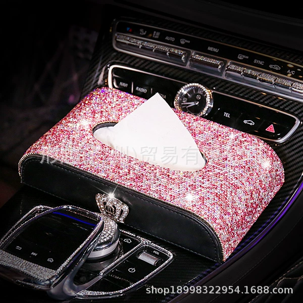 Diamond Inlay Tissue Box-Crown Pink Diamond