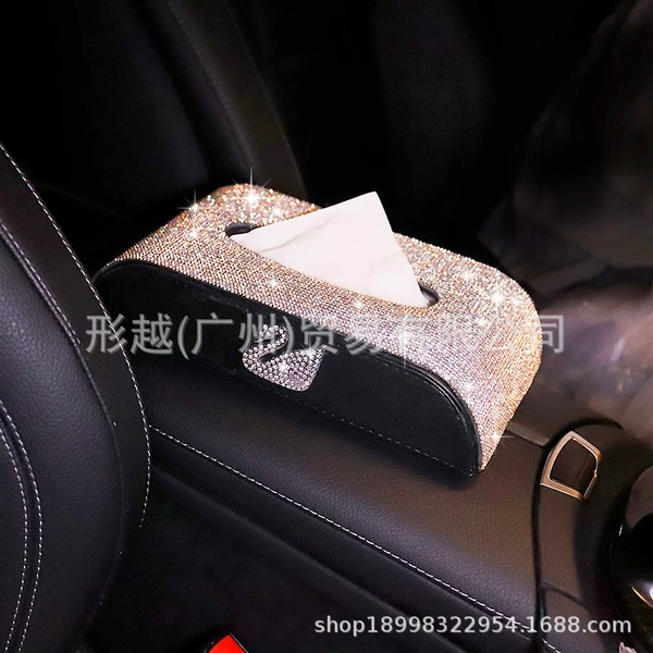 Diamond-inlaid tissue box-Single swan white diamond