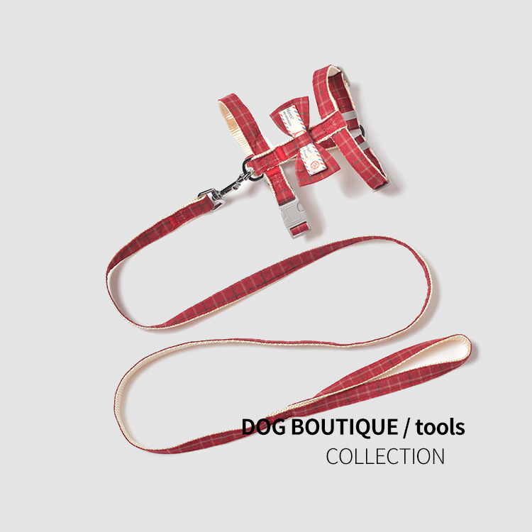 2020 nueva correa de gato Plaid correa de gato anti-rotura perro arco nudo correa de pecho suministros para mascotas