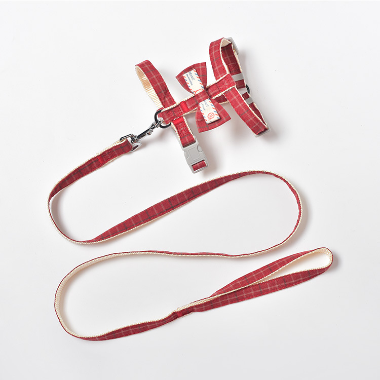2020 nueva correa de gato Plaid correa de gato anti-rotura perro arco nudo correa de pecho suministros para mascotas