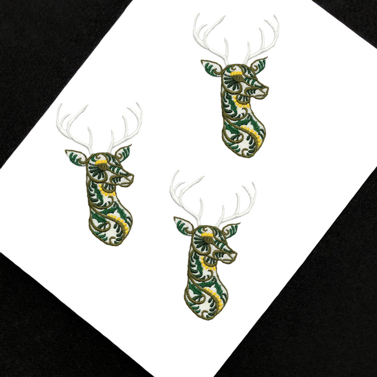 森系小鹿刺绣布贴服装装饰布贴梅花鹿背胶补丁贴外套修饰贴厂家