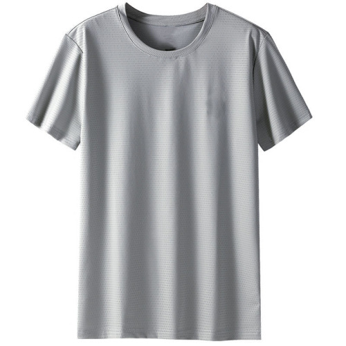 【S-8XL】Air Conditioning Shirt Summer Ice Silk Short Sleeve T-Shirt Large Men's Quick-Dry Ultra-Thin Loose Mesh Top