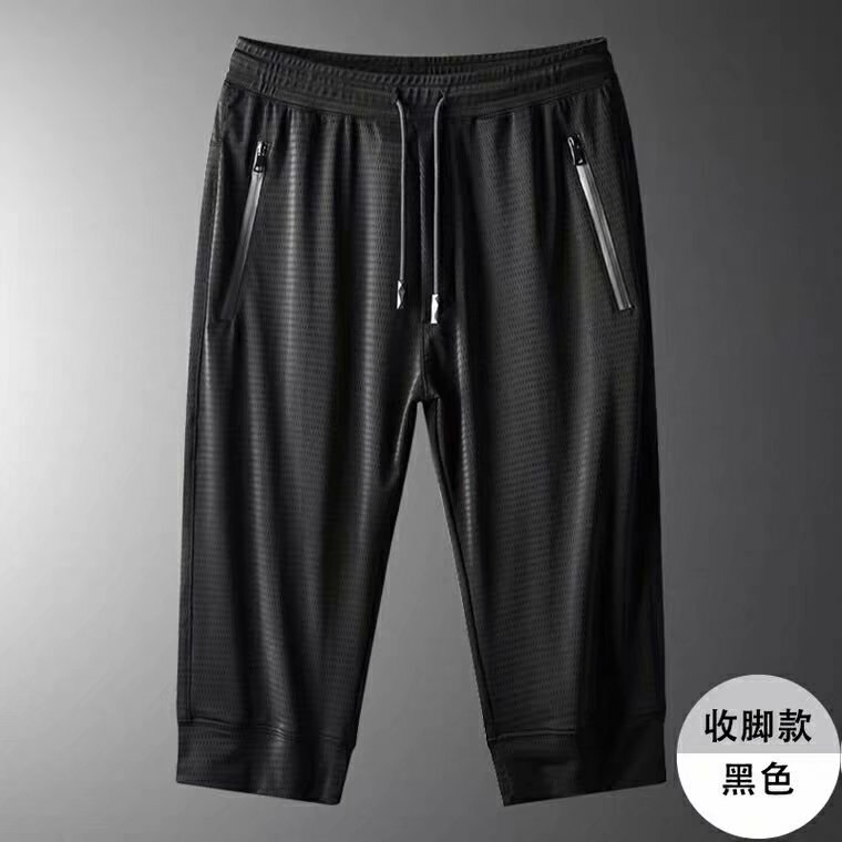 S-8XL summer ice Silk Air conditioning quick-drying thin plus size cropped casual men's beach cropped pants sports shorts