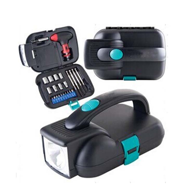 五金家用工具车载带灯应急工具箱 筒棘轮扳手24件套组合工具套装