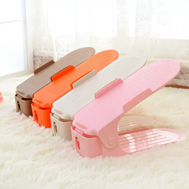 厂家直销加厚创意4档可调节式收纳鞋架简易塑料鞋架双层鞋免安装